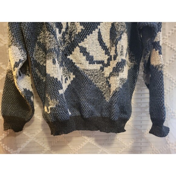 Vintage Mens Sweater Large Geometric Acrylic Cosby Preppy Old Money Aspen Lodge - Picture 14 of 16